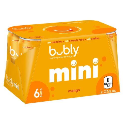 Bubly - Mini Mango Sparkling Water, 222 mL Cans