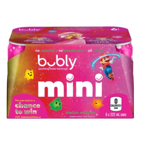 Bubly - Mini Melon Eclipse Sparkling Water, 222 mL Cans
