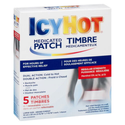 Icy Hot - Medicated Patches Regular Strength Dual Action Cold to Hot - Large