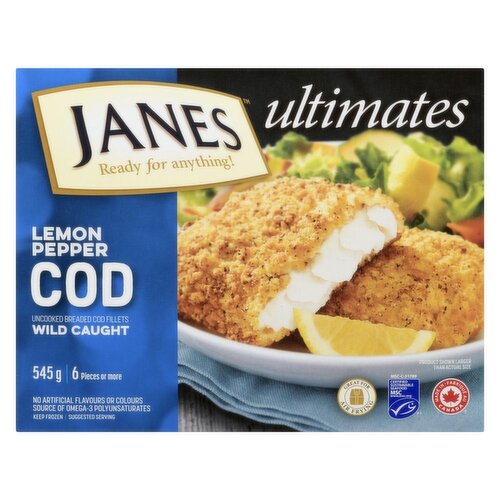 Janes - Ultimates Uncooked Breaded Cod Fillets Lemon Pepper
