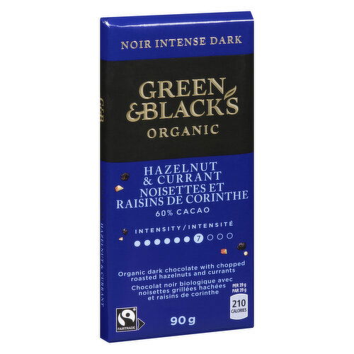 GREEN & BLACK'S - Dark Chocolate Bar - Organic Hazelnut & Currant