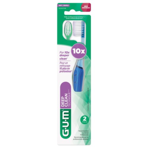 GUM - GUM TECHNIQUE Deep Clean Toothbrush, 2 Pack, Compact, Soft Bristles