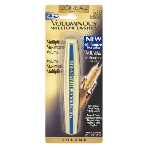 L'Oreal - Voluminous Million Lashes Waterproof Mascara - Blackest Black