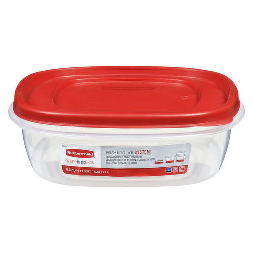 Rubbermaid - 9-Cup Square Container Easy Find Lids