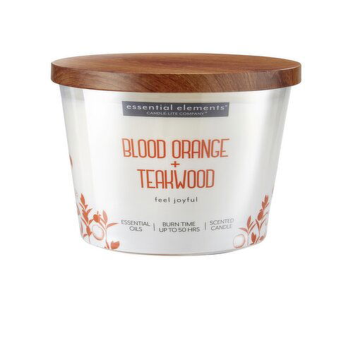 Candle Lite - Essential Elements Blood Orange + Teakwood Jar Candle with wood lid