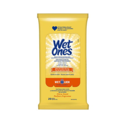 Wet Ones - Antibacterial Hand Wipes, Citrus - 20 Pack