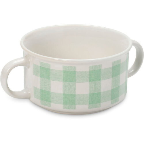 Stoneware - Soup Bowl 22Oz Green Checkered