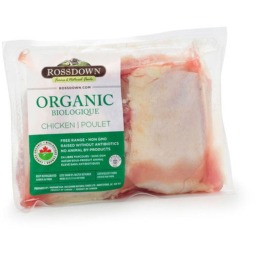 ROSSDOWN - Organic Chicken Thighs Skin On, Frozen