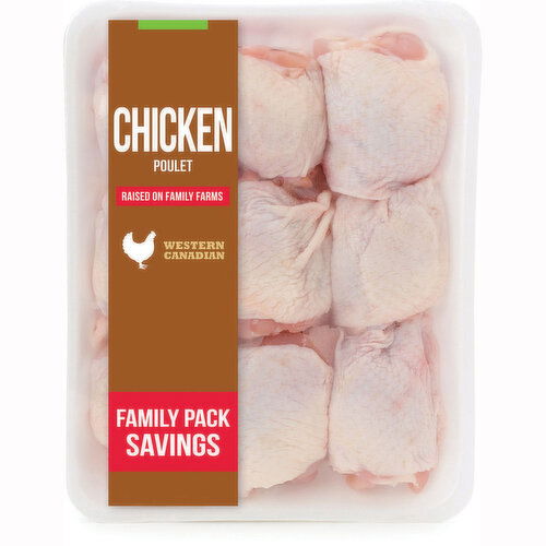 Western Canadian - Chicken Thighs Skin On, Bone In Family Pack