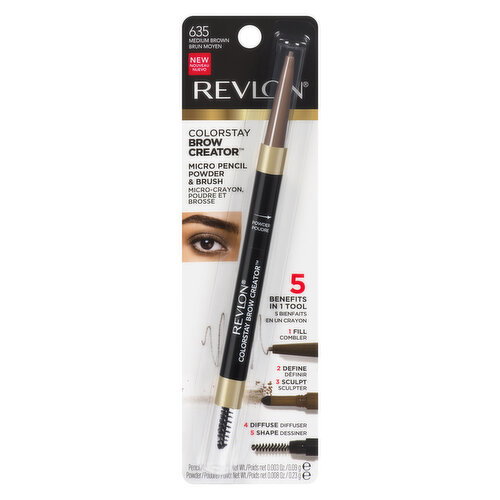 REVLON - ColorStay Brow Creator Eyebrow Pencil & Brush, Medium Brown 635