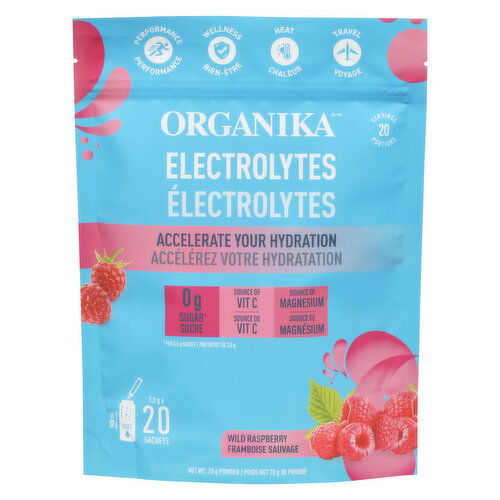 Organika - Electrolytes Powder Sachets, Wild Raspberry