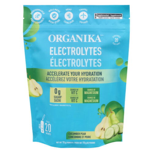 Organika - Electrolytes Powder Sachets, Cucumber Pear