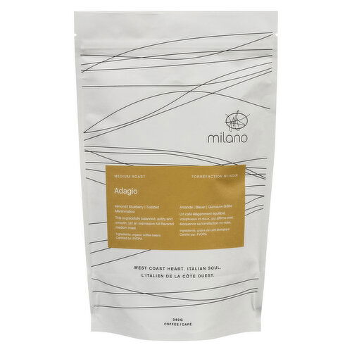 milano - Organic Coffee Adagio Medium Roast Whole Bean