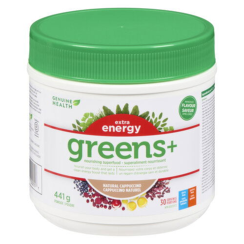 Genuine Health - Greens+ Extra Energy - Natural Cappuccino