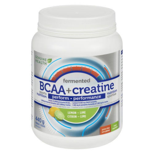 GENUINE HEALTH - BCAA + Creatine Perform Powder, Lemon Lime