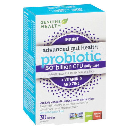 GENUINE HEALTH - Advanced Gut Health probiotic 50 billion CFU daily care