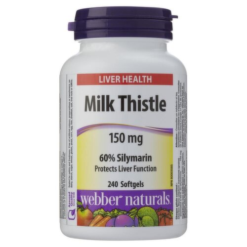 Webber Naturals - Liver Health Milk Thistle 150 mg, 60% Silymarin, Softgels