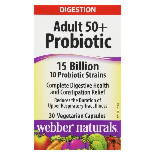 Webber Naturals - Adult 50+ Probiotic 15 Billion, Vegetarian Capsules