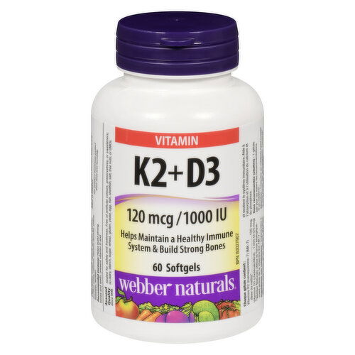Webber Naturals - Webber Vitamin K2 120mcg D3 1000Iu