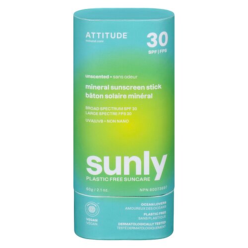 ATTITUDE - Sunly Sunscreen Stick SPF30 Unscented