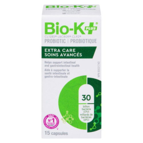 Bio-K+ - Probiotic 30 Billion Bacteria, Extra Care 15 Capsules