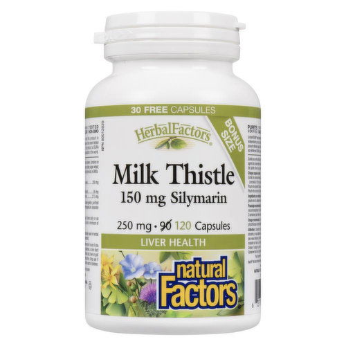 Natural Factors - HerbalFactors Milk Thistle 150mg Bonus