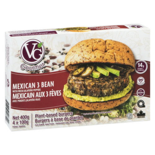 Vegetarian Gourmet - Artisan Vegan Burgers - Mexican 3-Bean