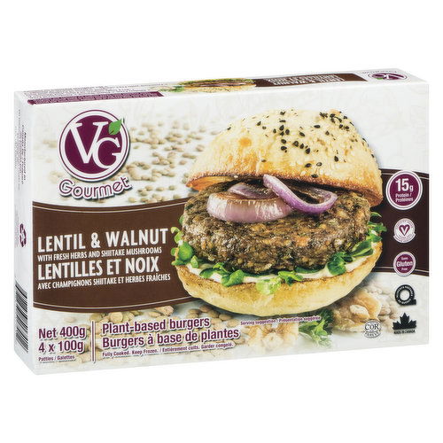 Vegetarian Gourmet - Artisan Vegan Burgers - Lentil & Walnut