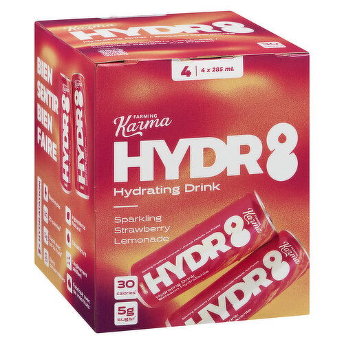 Farming Karma - Hydr8 Sparkling Strawberry Lemonade, 285mL Cans