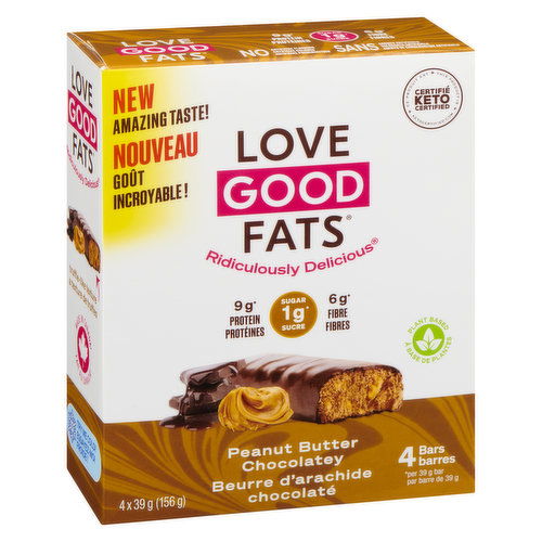 LOVE GOOD FATS - Protein Bar - Peanut Butter Chocolatey