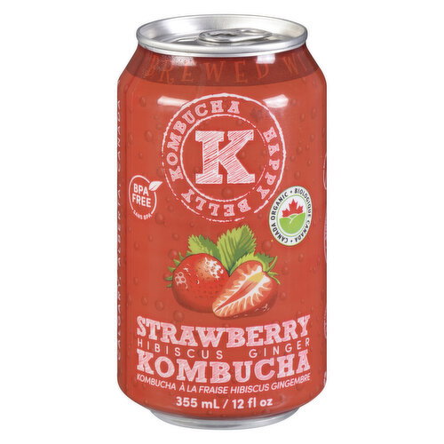 Happy Belly Kombucha - Strawberry Hibiscus Ginger