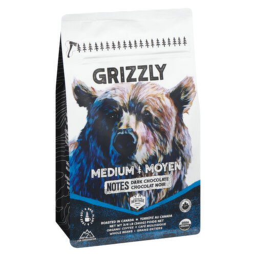 Canadian Heritage - Grizzly Medium Roast Whole Bean Coffee Organic
