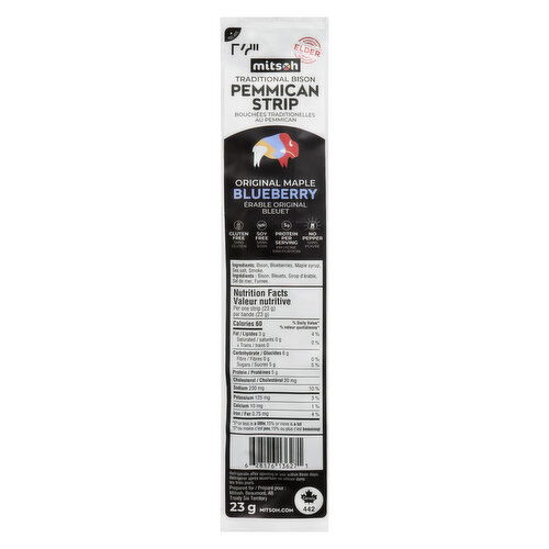 Mitsoh - Bison Pemmican Strip- Original Maple Blueberry