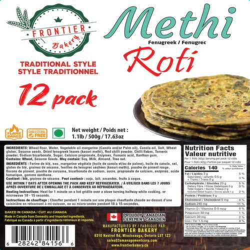 Frontier Bakery - Methi Roti