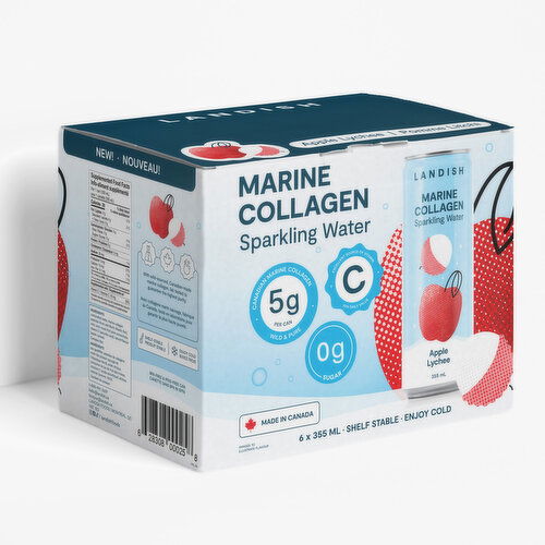 LANDISH - Apple Lychee Collagen Sparkling Water