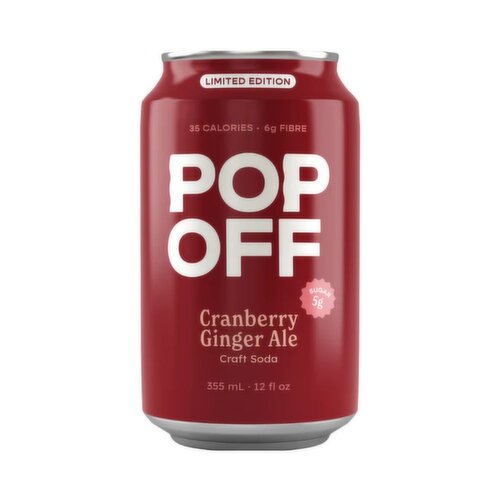 POP OFF - Craft Soda, Cranbrry Ginge Ale, Limited Edition