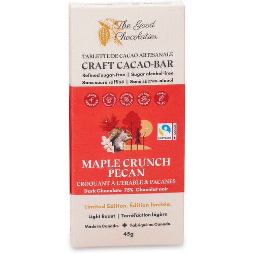 The Good Chocolatier - Maple Pecan Crunch Chocolate Bar