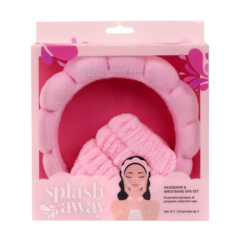 RELAXUS - Splash Away Headband Wristband Spa Set - Pink