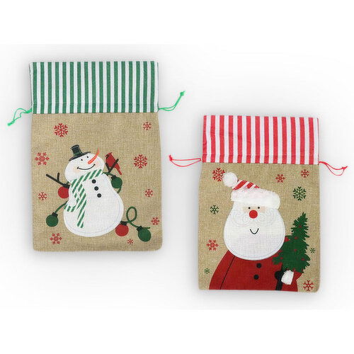 Santa's Secrets - Christmas Jute Drawstring Gift Bag