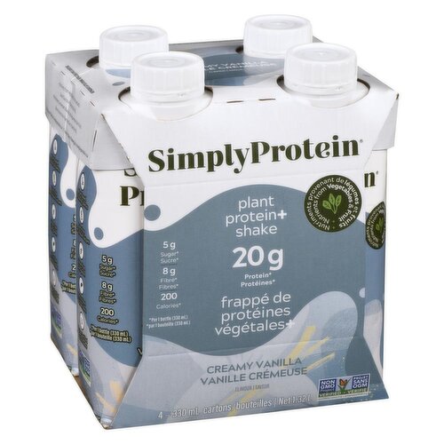 Simply Protein - Plant Protein+ Shake Creamy Vanilla Flavour, 330 mL