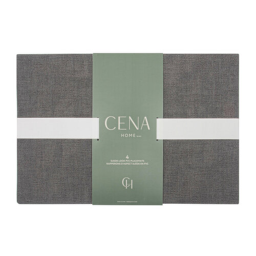 CENA Collection - Charcoal 4Pk Faux Leather Placemats