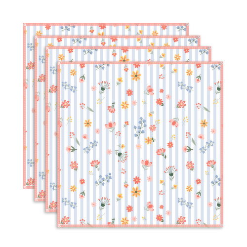 BOUTIQUE - 4pk Stripe and Flower Print Dishcloth