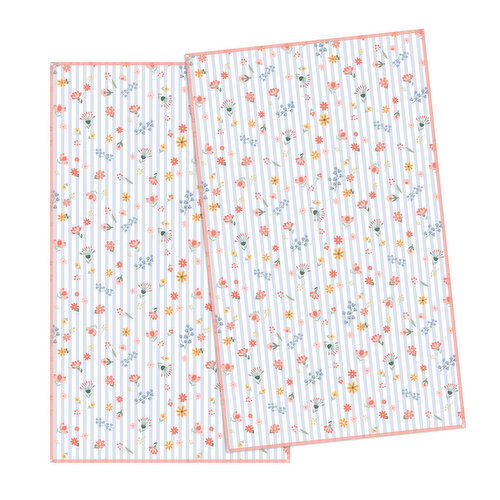 BOUTIQUE - Stripe & Flower 2pk Kitchen Towel