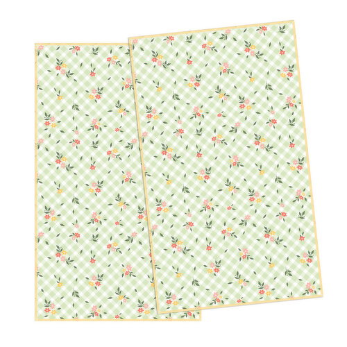 BOUTIQUE - Green Plaid & Flower 2pk Kitchen Towel