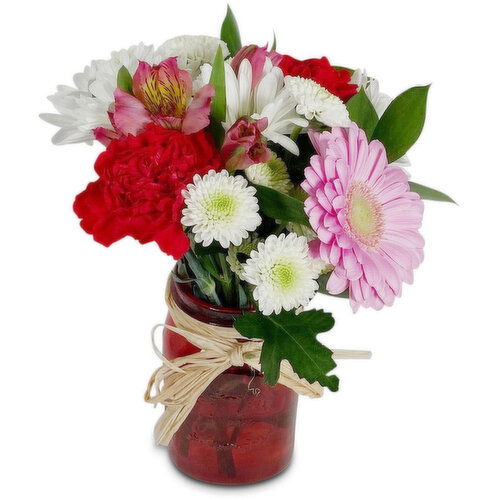 Floral Bouquet - Valentine Arrangement In Jar