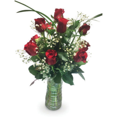 Roses - Floral Arrangement - 1 Dozen in Designer Vase