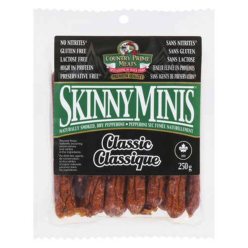 Country Prime Meats - Skinny Minis Naturally Smoked, Dry Pepperoni Classic