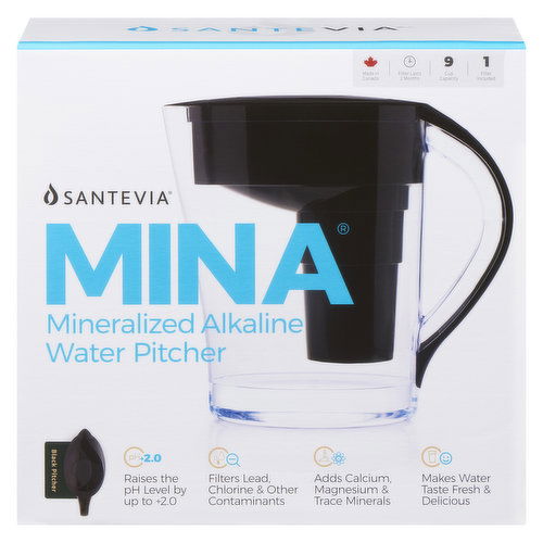 Santevia - Mina Alkaline Pitcher Black