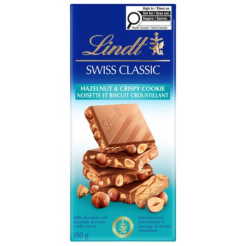 Lindt - Swiss Classic Milk Chocolate Bar, Hazelnut & Crispy Cookie