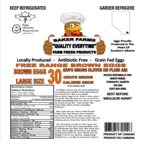 Baker Farms - Brown Free Range Eggs